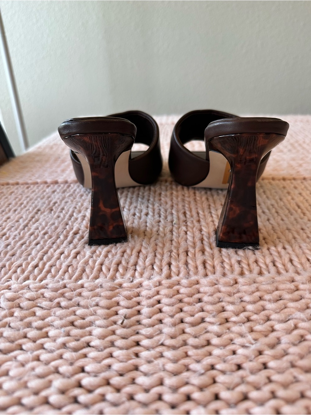 Sam Edelman Carmen heeled mule sandal dark brown / almond leather size 9 NWOB - Picture 5 of 7